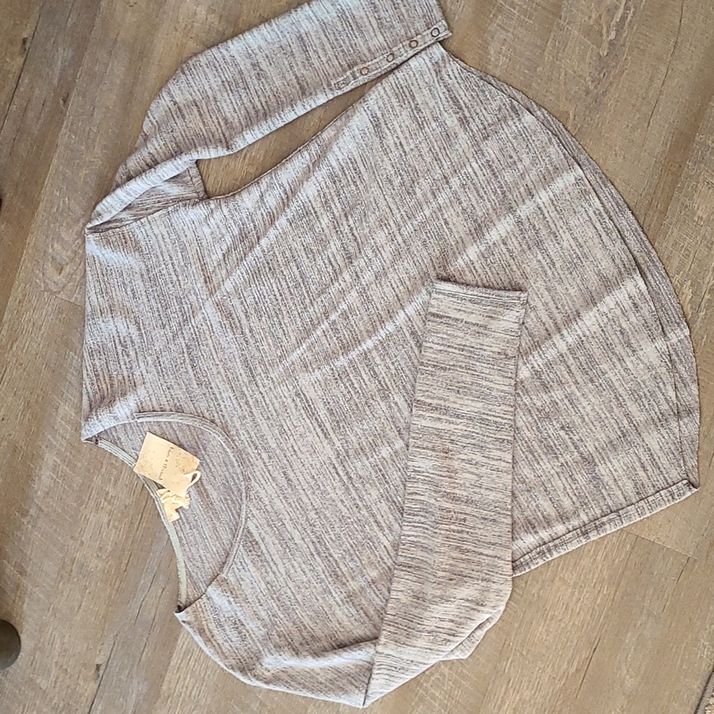 Hem & Thread Heathered Grey Sweater - Sz L NEW